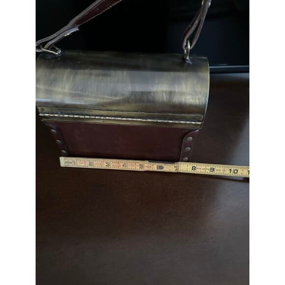 Vintage Start Brown Leather Straps Retro Distressed Hand Polished Storage Box - Picture 11 of 12